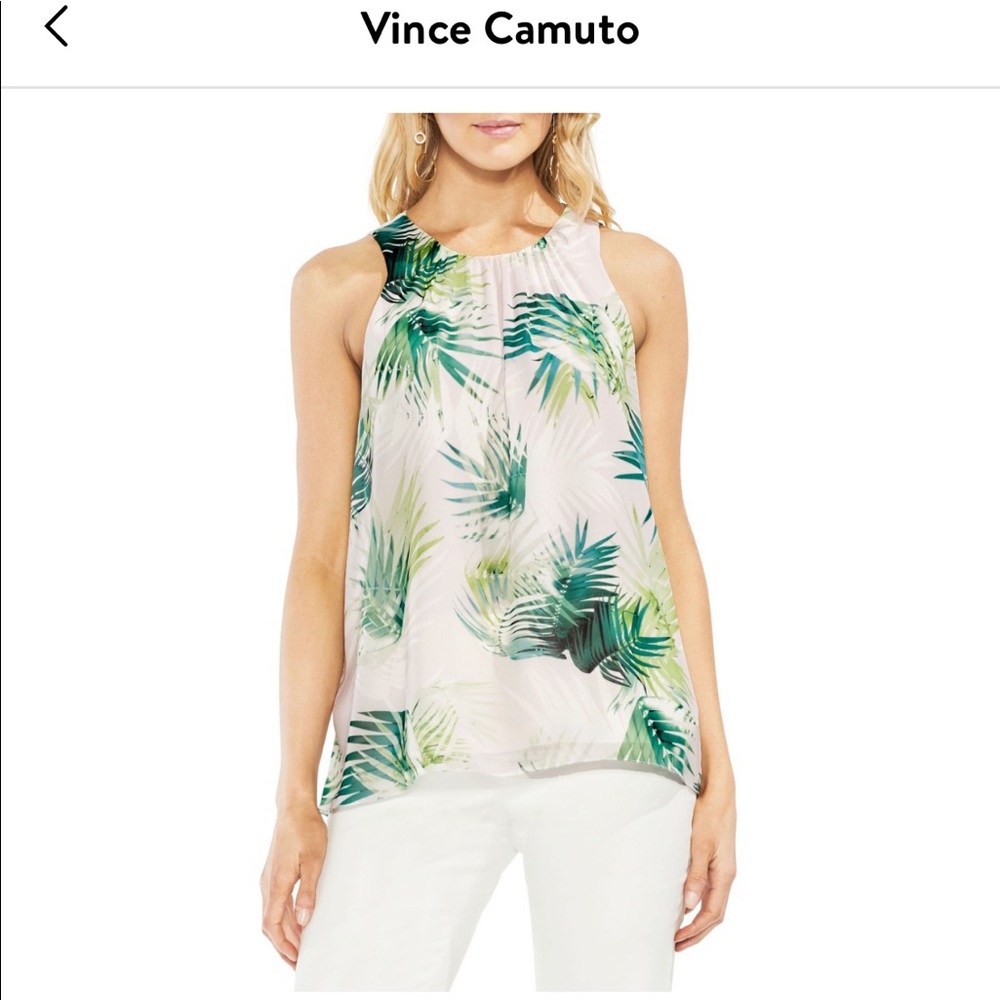 Vince Camuto Sleeveless Sunlit Palm Blouse